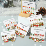 6 Pairs/Set Christmas Earrings Santa Claus Elk Snowflake Snowman Tree Jewelry