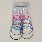 6 Pairs Circle Charm Drop Earrings Women Party Jewelry
