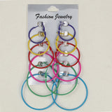 6 Pairs Circle Charm Drop Earrings Women Party Jewelry