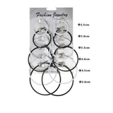 6 Pairs Circle Charm Drop Earrings Women Party Jewelry