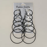 6 Pairs Circle Charm Drop Earrings Women Party Jewelry