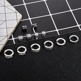 6 Pairs Magnetic Stainless Steel Stud Earrings CZ Clip-On Hoop Non-Piercing