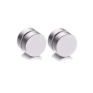 6 Pairs Magnetic Stainless Steel Stud Earrings CZ Clip-On Hoop Non-Piercing
