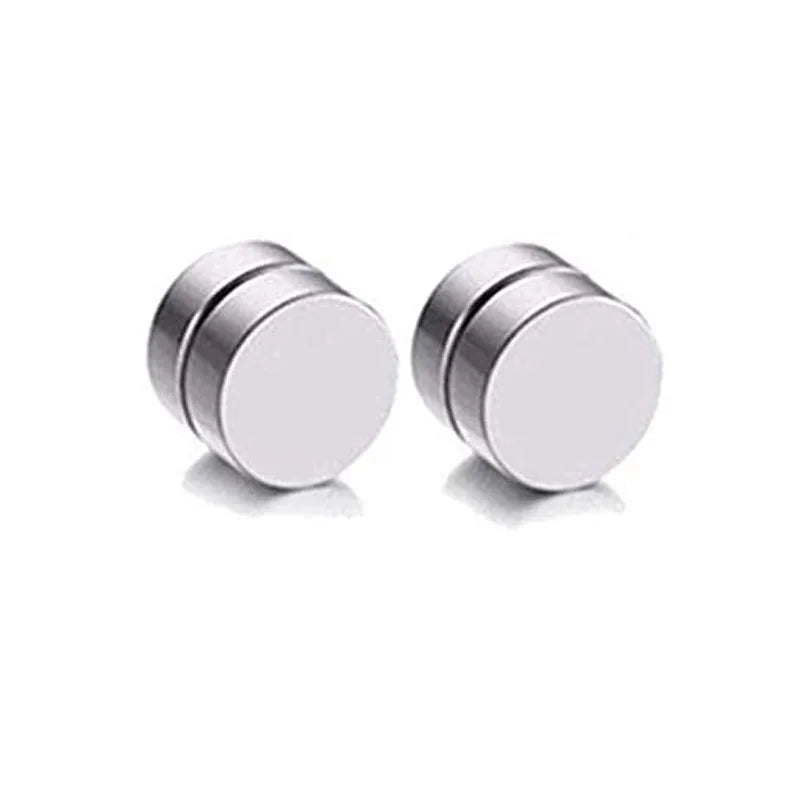 6 Pairs Magnetic Stainless Steel Stud Earrings CZ Clip-On Hoop Non-Piercing
