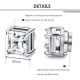 6 Pairs Magnetic Stud Earrings CZ Magnet Non-Piercing Clip Round Steel JKC