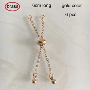 6 Pcs Gold-color Brass Chain with Dangles for Bracelet Jewelry Making