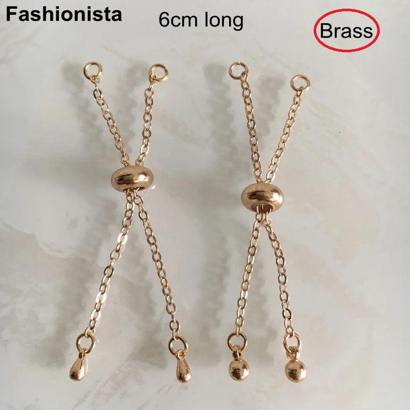 6 Pcs Gold-color Brass Chain with Dangles for Bracelet Jewelry Making