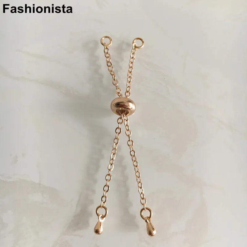 6 Pcs Gold-color Brass Chain with Dangles for Bracelet Jewelry Making