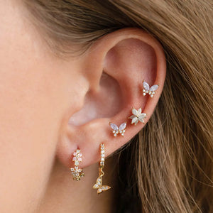 6 Pcs Cubic Zircon Butterfly Stud Earrings Set, Animal Plant Jewlery Piercing