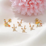 6 Pcs Crystal Butterfly Earrings Set for Women