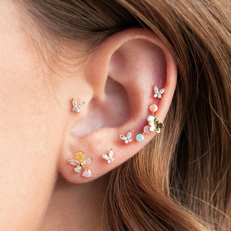 6 Pcs Crystal Butterfly Earrings Set for Women