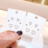 6 Pcs Korean Style Heart & Pearl Earrings Set for Women