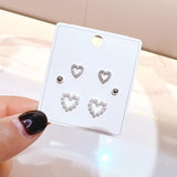 6 Pcs Korean Style Heart & Pearl Earrings Set for Women