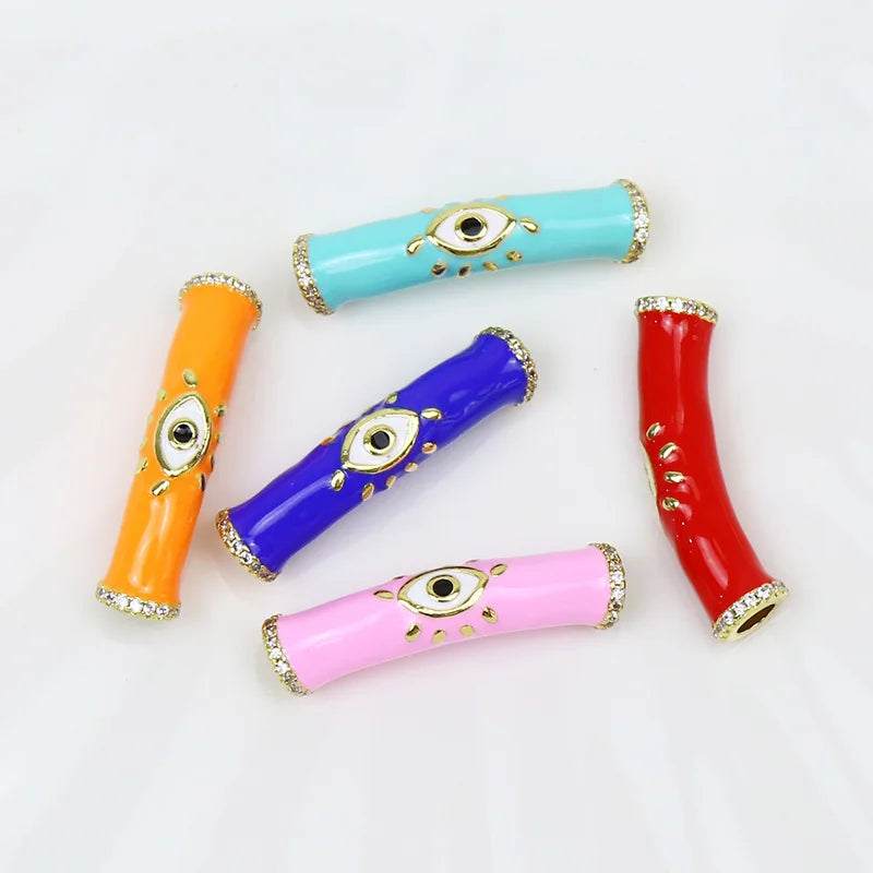 6 Pcs Enamel Eyes Conector Pendant Charms Mix Jewelry for Necklace Making