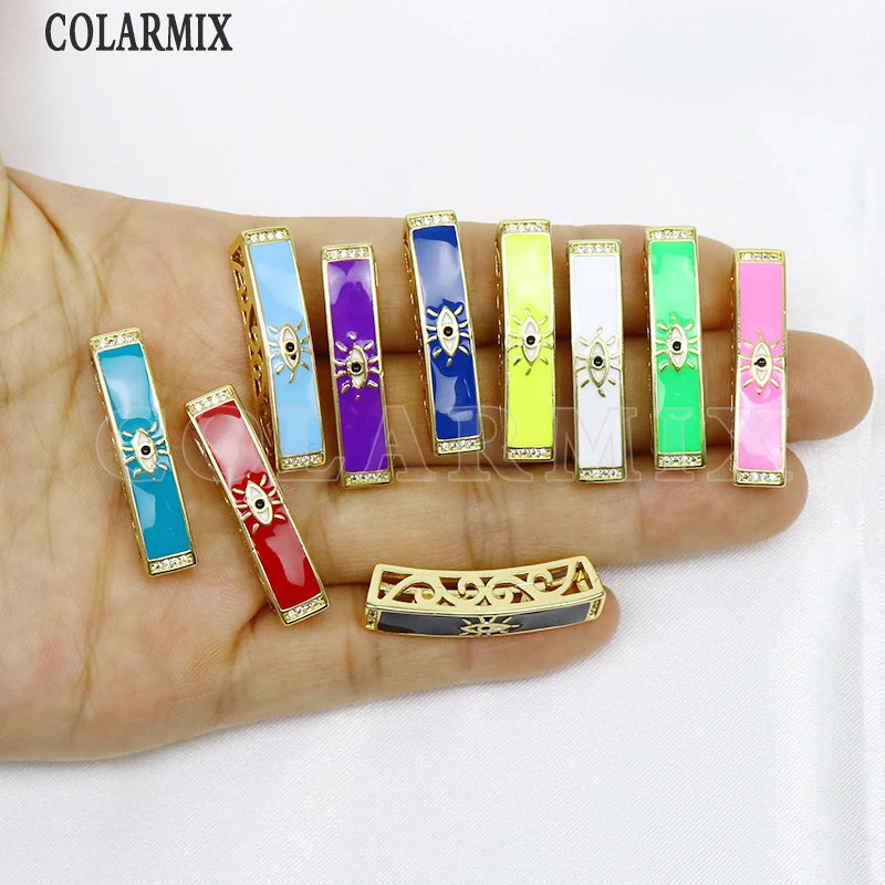 6 Pcs Enamel Eyes Rectangle Conector Pendant Charms for Jewelry Making