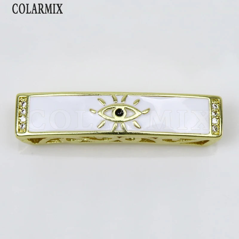 6 Pcs Enamel Eyes Rectangle Conector Pendant Charms for Jewelry Making