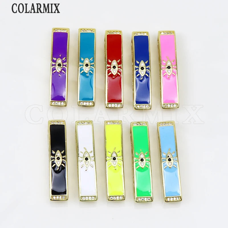 6 Pcs Enamel Eyes Rectangle Conector Pendant Charms for Jewelry Making