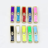 6 Pcs Enamel Eyes Rectangle Conector Pendant Charms for Jewelry Making