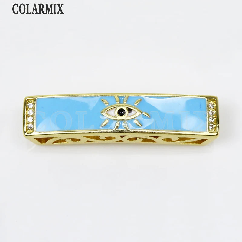 6 Pcs Enamel Eyes Rectangle Conector Pendant Charms for Jewelry Making