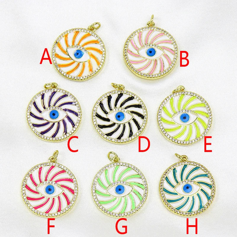 6 Pcs Colorful Enamel Eyes Pendant for Jewelry Making