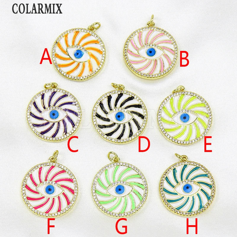 6 Pcs Colorful Enamel Eyes Pendant for Jewelry Making