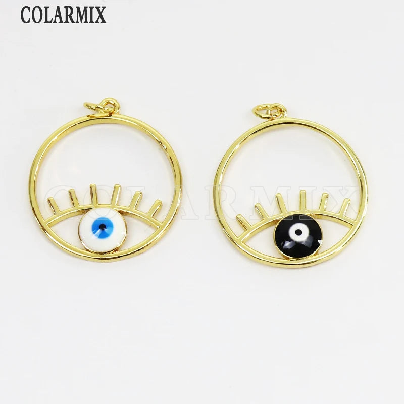 6 Pcs Enamel Neon Eyes Pendant Charms Jewelry Necklace Accessories 51802