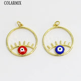 6 Pcs Enamel Neon Eyes Pendant Charms Jewelry Necklace Accessories 51802