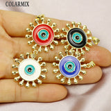 6 Pcs Enamel Neon Solar Eyes Pendant Charms Necklace Jewelry Accessories