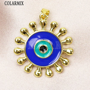 6 Pcs Enamel Neon Solar Eyes Pendant Charms Necklace Jewelry Accessories