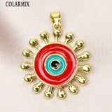 6 Pcs Enamel Neon Solar Eyes Pendant Charms Necklace Jewelry Accessories