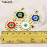 6 Pcs Enamel Neon Solar Eyes Pendant Charms Necklace Jewelry Accessories