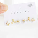 6 Pcs Pearl Stud Earrings Set for Women Gift