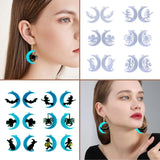 6 Pcs Halloween Moon Witch Earrings Resin Mold