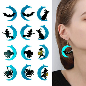 6 Pcs Halloween Moon Witch Earrings Resin Mold