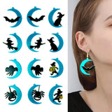 6 Pcs Halloween Moon Witch Earrings Resin Mold