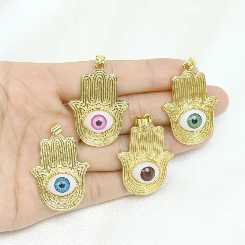 6 Pcs Hamsa Eyes Pendant Mix Eyes for Jewelry Making