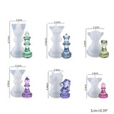 6 Pcs International Chess UV Crystal Resin Mold Chess Pieces Silicone Mould