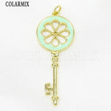 6 Pcs Key Shape Charms Lovely Flower Pendant for Necklace Making