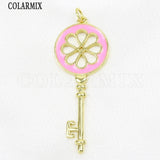 6 Pcs Key Shape Charms Lovely Flower Pendant for Necklace Making