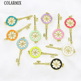 6 Pcs Key Shape Charms Lovely Flower Pendant for Necklace Making