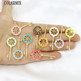 6 Pcs Key Shape Charms Lovely Flower Pendant for Necklace Making