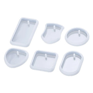 6 Pcs Keychain Epoxy Resin Mold Pendant Silicone Mould DIY Crafts
