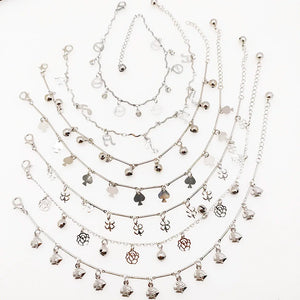 6 Pcs Mixed Summer Beach Anklet Bracelet Flower Bell Barefoot Leg Chain