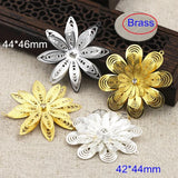 6 Pcs Multi-layer Brass Filigree Flower Charms 44*46mm / 42*44mm