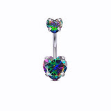 6 Pcs 14G Surgical Steel Bar Zircon Heart Belly Piercing Crystal Balls Earrings