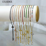 6 Pcs Rainbow Zircon Bracelet Colorful Zirconia Jewelry Slim Accessory 40083