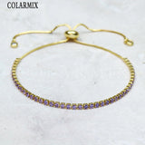6 Pcs Rainbow Zircon Bracelet Colorful Zirconia Jewelry Slim Accessory 40083