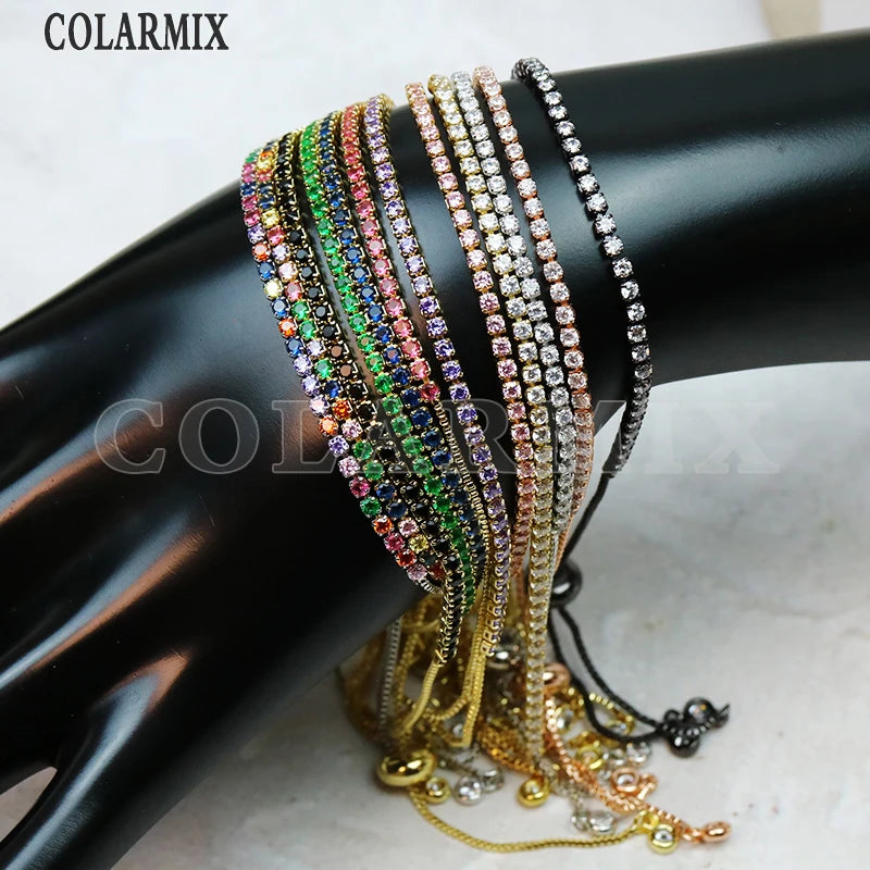6 Pcs Rainbow Zircon Bracelet Colorful Zirconia Jewelry Slim Accessory 40083