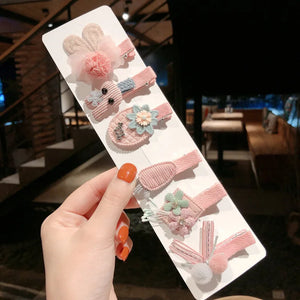 6 Pcs/Set Pink Cartoon Girls Hairpin Hairgrip