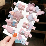 6 Pcs/Set Pink Cartoon Girls Hairpin Hairgrip